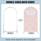 One Silly Goose Arch Backdrop Cover 7.2FT Pink Plaids Stretchy Arched Stand Cover for Baby Girls 1st Birthday Baby Shower Party Decoration - Image 5