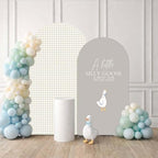Set of 2 Arch Backdrop Covers One Silly Goose Baby Shower 2PCS Spandex Arch Stand Cover Plaids Girl Birthday Easter Party Banquets Decorations (7.2FT & 6FT,Tan) by ellteecz