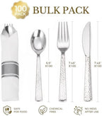 Goodluck 400PCS Silver Hammered Wrapped Silverware Set Disposable - Image 3
