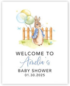 Andaz Press Personalized Peter Rabbit Decor Canvas Sign, Baby Shower Welcome Sign Board, Custom Peter Rabbit Decorations For Boy, Baby Shower Sign Guest Book Alternative by AndazPress