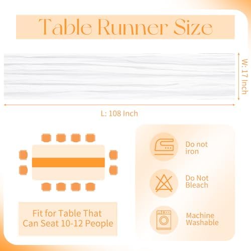 20 Pack Cheesecloth Table Runner - 17x108 Inch White Boho Gauze Cheese Cloth Table Runners for Baby Bridal Shower Decoration Wedding Party Summer Garden Farmhouse - Image 2