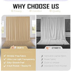 gogoparti 20x12ft Beige Backdrop Curtain for Wedding Parties, 4 Panels (5x12 ft Each) Wrinkle-Free Dackdrop Curtains, Silky Draping Fabric for Birthday Party, Baby Shower, Photo Background - Image 3