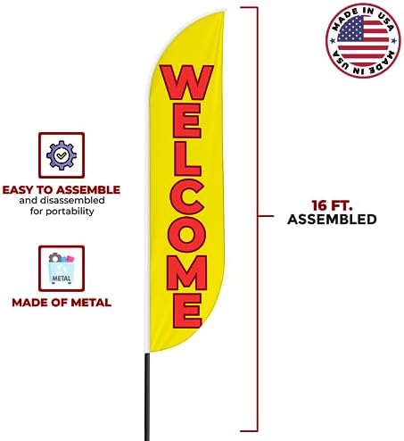 Welcome 2 Sign Feather Flag Pole Kit for Outdoor by Mavis Printing | 15 FEET Long Polyester Outdoor Banner Flag for Easy Hang | HD Print Swooper Flag Pole Mount to Celebrate Welcome 2 - Image 5