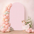 Arch Backdrop Cover One Silly Goose Baby Shower Girl Pink 1st Birthday Party Decors Spandex Stretchy Arch Stand Cover Plaids Cartoon Banquet Props (7.2FT,Gingham) by HISDH