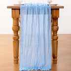 DeZerlor Baby Blue Cheesecloth Table Runners 6 Pack Summer Boho Runners - Image 5