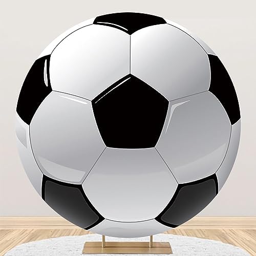 Renaiss 7x7ft Soccer Round Backdrop Covers for Photoshoot Boy Girl Kids Portrait Football 3D Printing Circle Photography Background Baby Shower Birthday Fans Events Party Decors Photo Booth Props by Renaiss