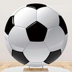 Renaiss 5x5ft Soccer Round Backdrop Covers for Photoshoot Boy Girl Kids Portrait Football 3D Printing Circle Photography Background Baby Shower Birthday Fans Events Party Decors Photo Booth Props by Renaiss