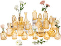 Clear Topaz Glass Bud Vase Set of 24 Pcs,Small Bud Vases in Bulk,Glass Crystal Flower Vases Table Centerpieces for Party Event Wedding Decor Baby Shower Decorations (Topaz, 24 Pcs) by JXINDUJU