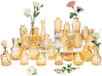 Clear Topaz Glass Bud Vase Set of 24 Pcs,Small Bud Vases in Bulk,Glass Crystal Flower Vases Table Centerpieces for Party Event Wedding Decor Baby Shower Decorations (Topaz, 24 Pcs) by JXINDUJU