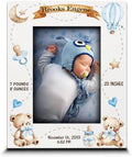BELLA BUSTA-Personalize Baby Teddy Bear Birth Announcement Theme Picture Frame- Baby Shower, Birth Details Keepsake (Boy-Blue (5x7 Vertical)) by BELLA+BUSTA