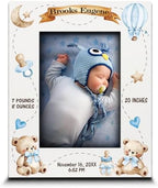 BELLA BUSTA-Personalize Baby Teddy Bear Birth Announcement Theme Picture Frame- Baby Shower, Birth Details Keepsake (Boy-Blue (5x7 Vertical)) by BELLA+BUSTA