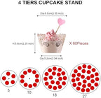 AMEITECH Cupcake Stand, 4-Tier Round Acrylic Cupcake Display Stand Dessert Tower Pastry Stand for Wedding Birthday Theme Party- 15.7 Inches (Transparent) - Image 4