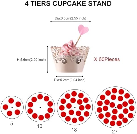 AMEITECH Cupcake Stand, 4-Tier Round Acrylic Cupcake Display Stand Dessert Tower Pastry Stand for Wedding Birthday Theme Party- 15.7 Inches (Transparent) - Image 4