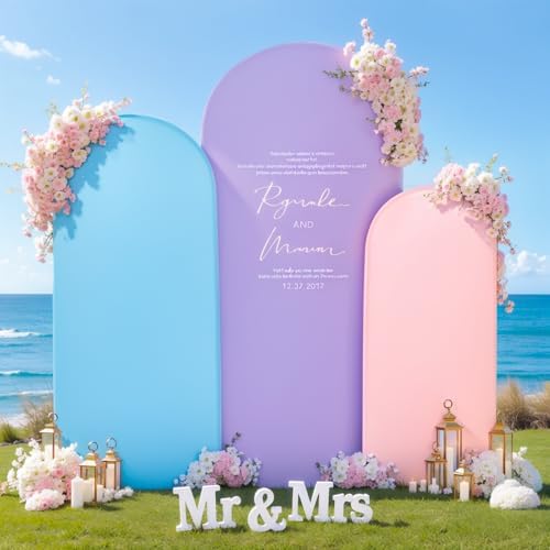 Pink Blue Purple Arch Cover 6.6FT 7.2FT 8FT Party Party Arch Covers Stretchy Backdrop Set of 3 - Image 3