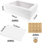 10PCS 16x11x4inch White Sheet Cake Boxes with 10 Cake Boards for Birthday - Image 2