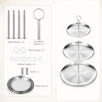 2 Pcs 3 Tier Stainless Steel Cupcake Stand, Sliver Tiered Dessert Stand - Image 3