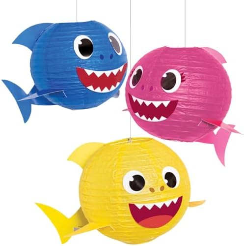 Paper Party Lanterns - 11.75" H | Pack of 3, Baby Shark by AmscanPartySupplies