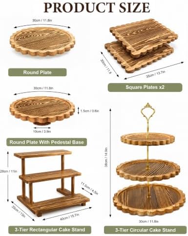 Wooden Dessert Table Display Set, 6-Piece Cake and Cupcake Stand Combo - Image 2