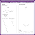 12 Pack Acrylic Balloon Stands for Table, Reusable Party Centerpiece Kits - Image 4