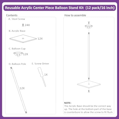12 Pack Acrylic Balloon Stands for Table, Reusable Party Centerpiece Kits - Image 3