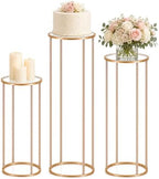 Cylinder Stands for Party, 3PCS Gold Metal Cylinder Pedestal Stands for Display, Heavy Duty Round Cake Stand Tables for Wedding, Birthday, Baby Shower, Dessert Table & Backdrop Decorations by Unknown