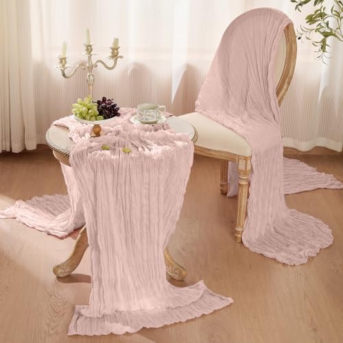 12 Pack Dusty Pink Cheesecloth Table Runner Boho Gauze Home Decor - Image 3