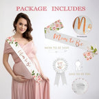 Baby Shower Decoration for Girl, Pink Rose Gold Baby Shower Party Supplies, Floral Gender Reveal Party Decor, Baby Boxes, Mom to Be Sash and Dad to Be Pin, Pink Balloon Arch Backdrop Tablecloth - Image 5