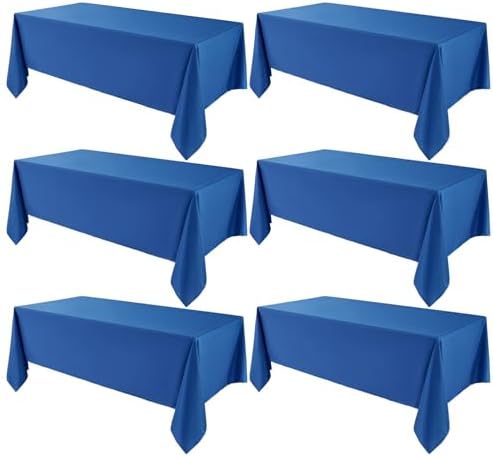 VidaFete 6 Pack 90 * 132inch Royal Blue Rectangle Tablecloth for 6ft Tables by VidaFete