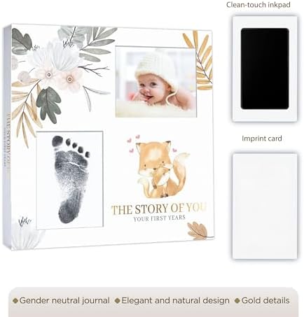 Baby Memory Book For Girl or Boy, Natural Baby Book from Birth, First Years Journal with Ink Pad, Baby Book Keepsake, New Moms, Essential Baby Items - Image 4