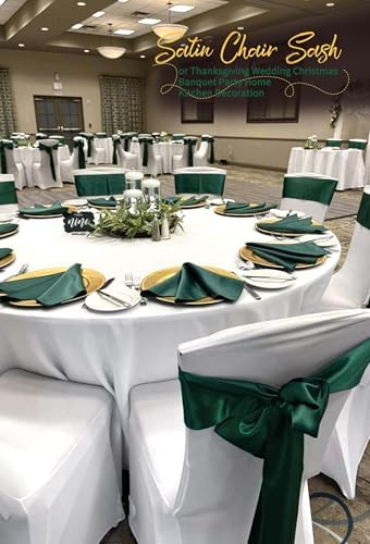 60 PCS Emerald Green Satin Chair Sashes, 7 x 108 Inch - Image 5