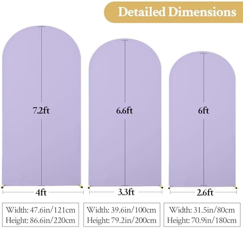 Beige Purple Arch Backdrop Cover Set of 3 6FT 6.6FT 7.2FT Spandex Photo Wedding Arch Covers Stretchy Backdrop Baby Shower Birthday Party Lilac Lavender Arch Stand Cover Bridal Shower Decoration - Image 5