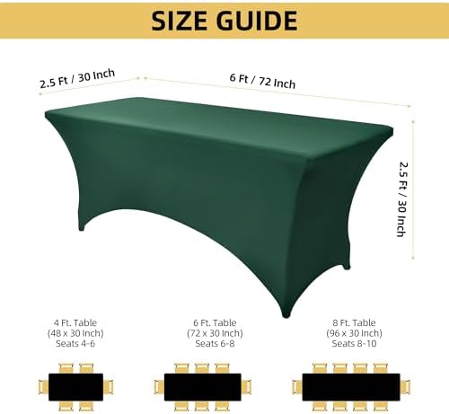 10-Pack 6ft Spandex Table Covers for Rectangle Standard Folding Tables - Wrinkle Resistant Stretch Tablecloths - Ultimate Fitted Table Protector for Parties, Banquet, Wedding - Image 4