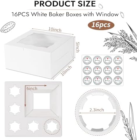 JCD 16 Pcs Valentine’s Day 1+5 Bento Cake and Cupcake Box for a under 6 inch Cake and 5 Cupcakes Box Family Dinner Birthday Party Picnic Gift Boxes Fit 5 Regular Cupcakes and Mini CakeS (1+5/16Pcs) - Image 2