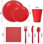 WELLIFE 210Pcs Red Plastic Plates,Party Plates and Cups and Napkins Sets - Image 2