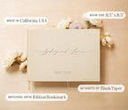 MUUJEE Personalized Guestbook in Cream - Premium Custom Modern Guest Book for Wedding Reception, Birthday Party or Events w/Bookmark Blank Pages for Signing, Extra Large 11.5 x 8.5 inches - Image 2