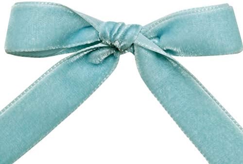 Morex Ribbon Nylvalour Swiss Velvet Ribbon, Nylon,Copenhagen Blue, 7/8" x 11 Yd, (01225/10-522) - Image 3