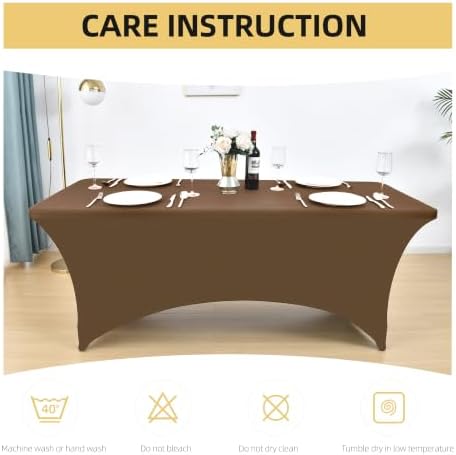 10-Pack 6ft Spandex Table Covers for Rectangle Standard Folding Tables - Wrinkle Resistant Stretch Tablecloths - Ultimate Fitted Table Protector for Parties, Banquet, Wedding - Image 6