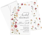 All Ewired Up Personalized Printed Watercolor Wildflower Bridal Shower Invitations – Custom Boho Floral Wedding Shower Invite Cards with Envelopes – Rustic Garden Flower Design on Premium Cardstock by AllEwiredUp