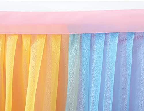14ft Unicorn Tulle Table Skirt Tutu Rainbow Tablecloth for Birthday Party Baby Shower Girl Boy Wedding Party Dessert Buffet Banquet Table Decorations - Image 6