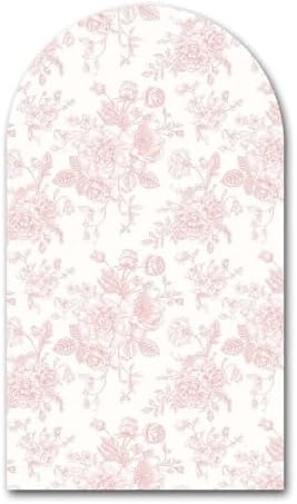 Light Pink Bloom Flower Arched Backdrop Covers Double-Sided Stretchy Arch Stand Cover for Girls Birthday Baby Shower Baptism Party Decoration Supplies(No Stand!) by Iydamc