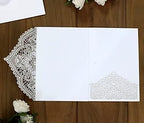 20Pcs Laser Cut Pocket Wedding Invitation Covers, 4.9×7 Inch Trifold Lace Floral Invitation Sleeves with Envelopes personalized wedding invitations(White, 20 Pcs Customized Printed) - Image 6
