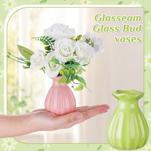12 Pieces 3.5 Inch Glass Bud Vase Mini, Multicolor - Image 2