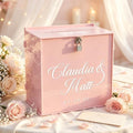 OASF&QPPTY Custom Wedding Card Box with Lock, Elegant Personalized Wedding Card Box for Reception, Graduation, Baby Shower - Secure PVC Money Box for Cards and Well Wishes, Elegant Party Table Decor by Unknown