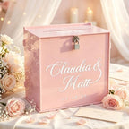OASF&QPPTY Custom Wedding Card Box with Lock, Elegant Personalized Wedding Card Box for Reception, Graduation, Baby Shower - Secure PVC Money Box for Cards and Well Wishes, Elegant Party Table Decor by Unknown