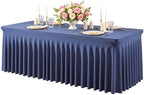 2 Pack Navy Blue Spandex Tablecloth for 6FT Rectangle Tables, Fitted Stretch Table Cover with Skirt, Wrinkle Free Washable Elastic Table Cloth for 6 Foot Folding Table, Wedding Banquet Baby Shower - Image 7