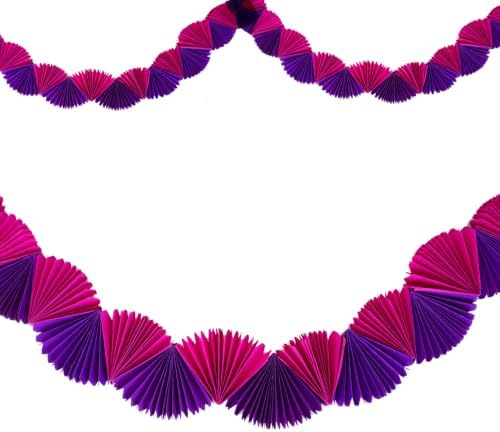 3D Paper Fan Garland Hanging Decor Birthday Baby Bridal Showers Bachelorette Party Supplies Pink Purple Decorations by Unknown