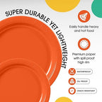 Party Solids Exquisite Orange Paper Plates Disposable Heavy Duty 200 Pcs - 100-7 & 100-9 Orange Disposable Plates for Party Heavy Duty 350 GSM for Birthday Supplies - Image 4