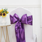 Pack of 50 Satin Purple Chair Sashes Bows 7 X 108 Inch Universal Chair Ribbons Ties for Wedding Ceremony Party Birthday Anniversary Engagement Banquet Outdoor Event Decorations - Image 4