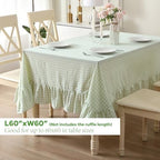 Pile Green White Gingham Ruffle Tablecloth Square 60"x60" - Image 2