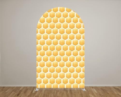 Honeycomb Arched Fabric Backdrop Covers for Bee Day Party Cute Bee Arch Covers Stretchy Backdrop Baby Shower Decor Props(Cover Only) - Image 3